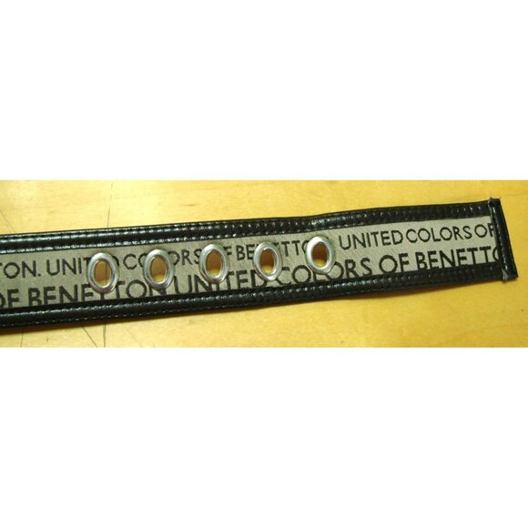 United Colors of Benetton Belt Brown Leather Trim Size M Silver Buckle NWOT Vtg main image 10